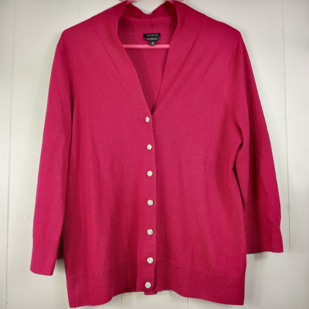 Talbots Pure Merino Wool Cardigan - pink